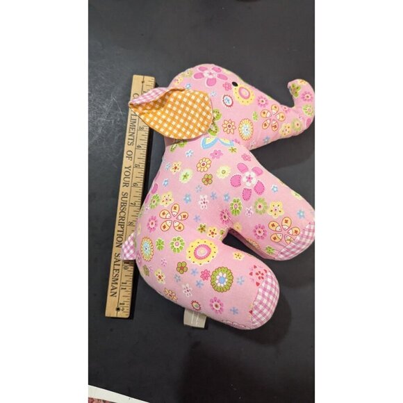 Trend Lab Pink Elephant Plush Toy Adorable & Soft Floral Print Stuffed Animal - Picture 7 of 8